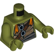 Torso Turtle Shell with Dark Brown Belts, Sunglasses and Orange Scarf Print / Olive Green Arms / Olive Green Hands