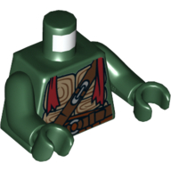 Torso Turtle Shell with Dark Brown Belts, Silver Buckles and Dark Red Scarf Print / Dark Green Arms / Dark Green Hands