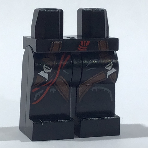 LEGO PART 970c03pr1543 Hips and Black Legs with Reddish Brown Straps ...