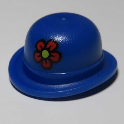 LEGO PART 95674pr0001 Minifig Bowler Hat with Red Flower with Yellow