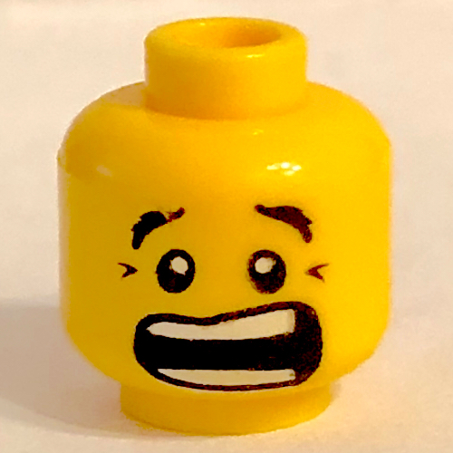 LEGO PART 3626bpr0500 Minifig Head, Eyebrows, Crows Feet with Open