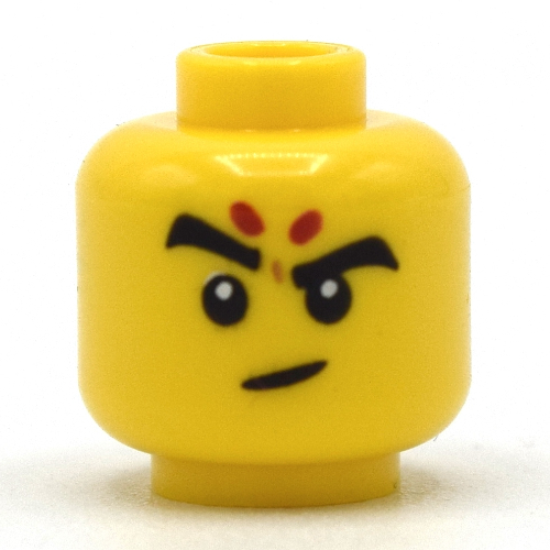 LEGO PART 3626cpr3620 Minifig Head Nezha, Big Eyebrows, Red Forehead