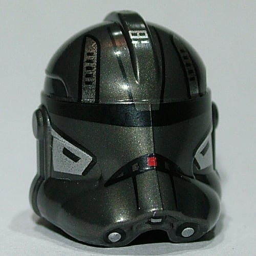 LEGO PART 11217pr0307 Helmet Clone Trooper Phase 2, Closed Front, Black Visor and Dark Bluish ...