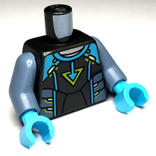 LEGO PART 973c24h42pr0001 Torso Jumpsuit, Medium Azure Markings, Pearl ...