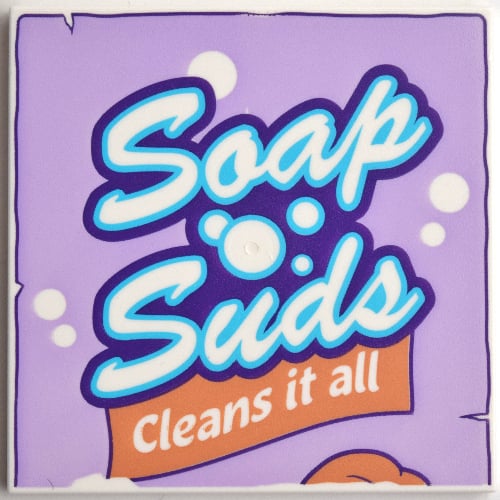 LEGO PART 10202pr0011 Tile 6 x 6 with Bottom Tubes with 'Soap Suds' and