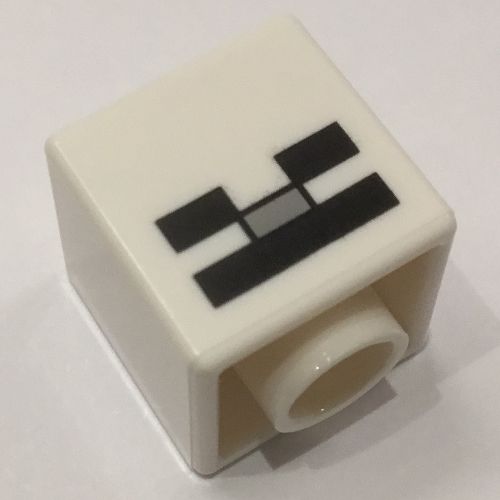Lego Part pr0002 Minifig Head Special Cube With Minecraft Skeleton Face Print Rebrickable Build With Lego