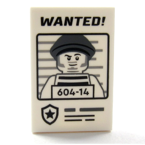 LEGO PART 26603pr0156 Tile 2 x 3 with Wanted Poster, '604-14
