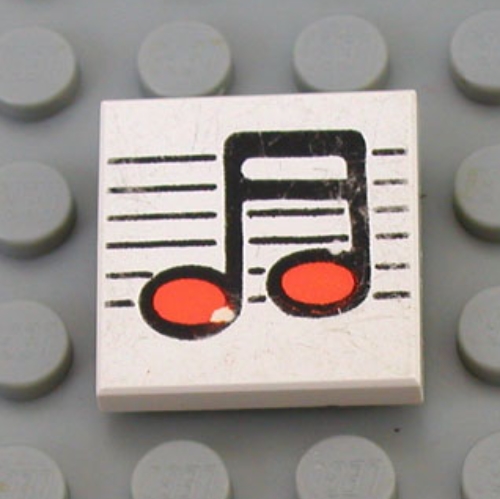 LEGO PART 3068bpr0096 Tile 2 x 2 with Black / Orange Music Note Print ...