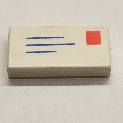 LEGO PART 3069bpr0099 Tile 1 x 2 with Mail Envelope, Address and Stamp