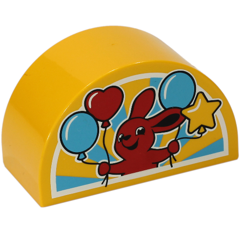 LEGO PART 31213pr0031 Duplo Brick 2 x 4 x 2 Curved Top with Red Rabbit ...