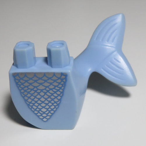 LEGO PART 95351pr0004 Tail, Mermaid Curved with Silver Scales Print ...