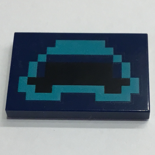 Lego Turquoise Color LEGO PART 26603pr0107 Tile 2 x 3 with Pixelated Black/Dark Turquoise ...