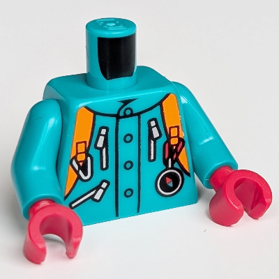 Lego Jacket Accessory LEGO PART 973c46h22pr9998 Torso Jacket, Zipper Pockets, Orange Backpack ...
