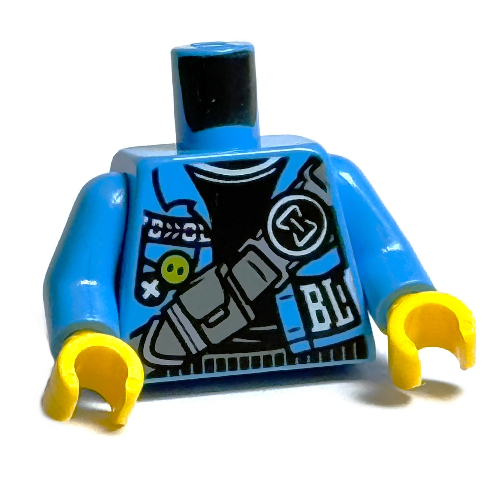 Lego Jacket Accessory LEGO PART 973c04h01pr0002 Torso Jacket, Dark Bluish Grey Straps with ...