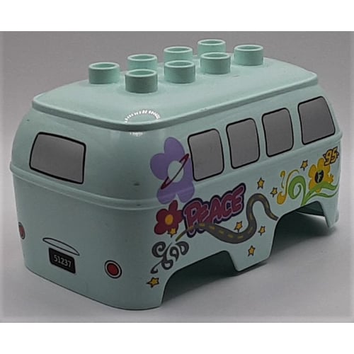 LEGO PART 94899pr0001 Duplo Car Body, VW Camper, 8 Top Studs, with Cars Fillmore Print