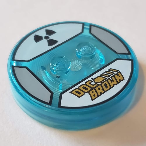 LEGO PART 19981pr0041 Function Brick Round 4 x 4 x 2/3 with 2 Studs and