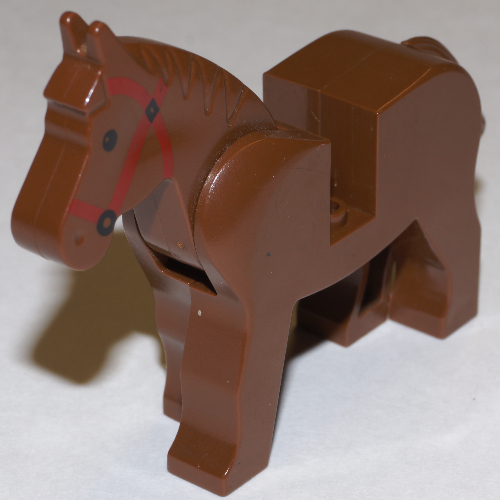 LEGO PART 4493c01pr0003 Animal, Horse, Movable Head, Black Eyes, Red