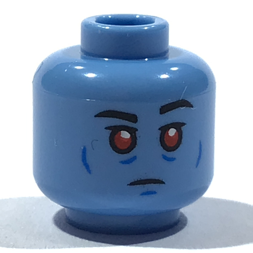 LEGO PART 28621pr4420 Minifig Head Admiral Thrawn, Red Eyes, Blue Cheek